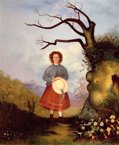 Young Girl in a Landscape with Primroses (c.1850) by English School
